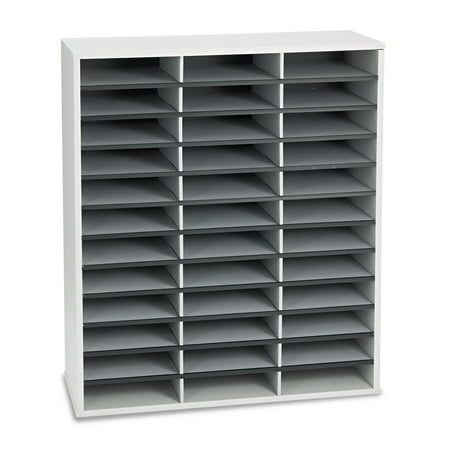 Fellowes Literature Organizer, 36 Sections Letter, 29" x 11 7/8" x 34 11/16", Dove Gray