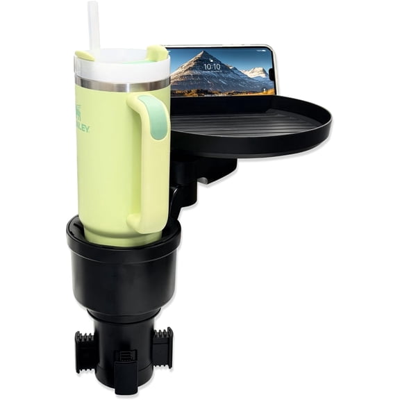 Macally Car Cup Holder Tray & Expander – 9" Food Tray with Phone Slot, Drink Holder Extender for Yeti, Hydro Flask, Car Meal & Snack Organizer