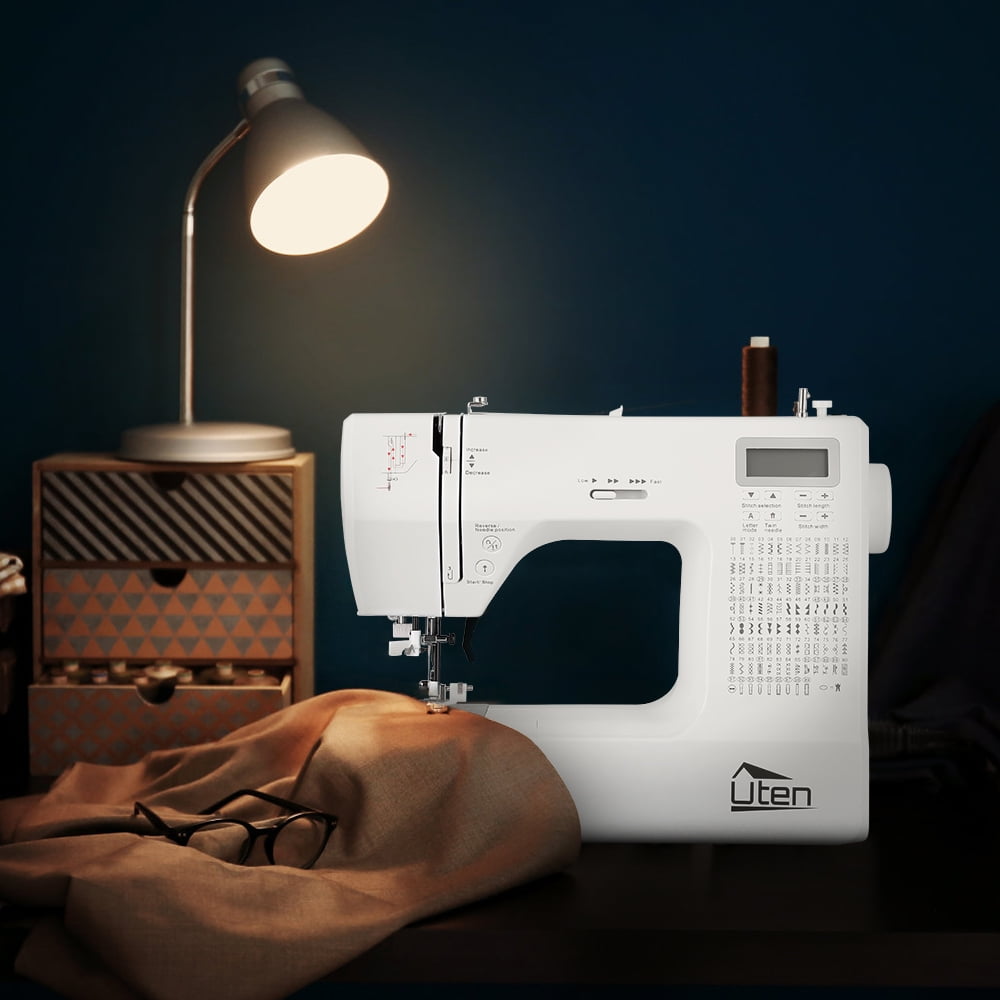 Uten Computerized Sewing Machine with 200 Unique Built-in Stitches, Portable Sewing Machine with LCD Display for Home DIY & Crafting, Includes Free Arm, Foot Pedal, 5 Quick-Change Presser Feet