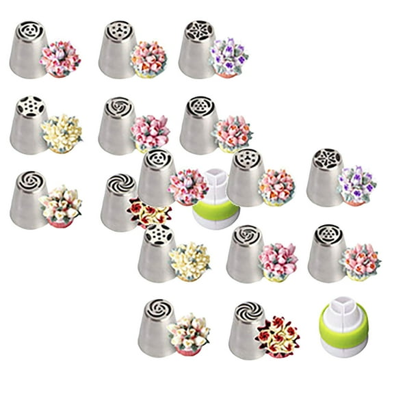 2Pcs 9Piece Set Of Oversized Flower Piping Nozzles Stainless Steel Rose Cake Decoration Piping Nozzles Flower Piping Nozzle Bouquet For And Dessert Baking Tools Bakeware