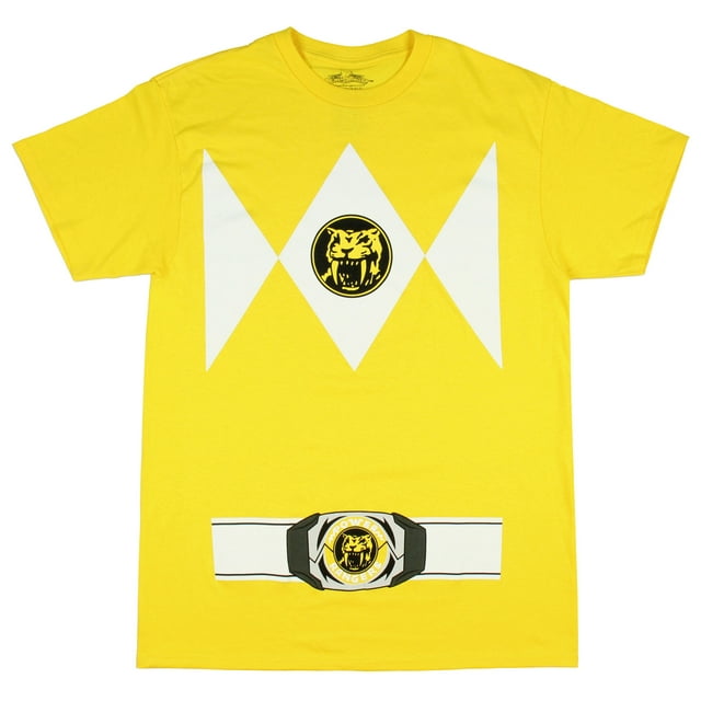 Power Rangers Men's Costume Short Sleeve Yellow T-Shirt (X-Large)