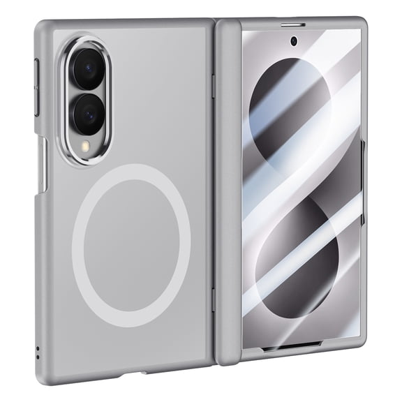 for Samsung Galaxy Z Fold8 Magnetic Case, Compatible with MagSafe, Slim Matte Protective Cover with Front Tempered Glass Film Hinge Protection Luxury Slim Lightweight Phone Case, Gray