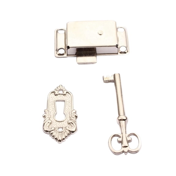 GROWTH TANK 3 Pieces Cabinet Door Lock Antique Design Furniture Lock for Drawers Cabinet White Nickel