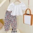 thumbnail image 4 of ibuvkizy Baby Girl Clothes Toddler Girl Short Clothing Sets,Spring and Summer Cute Print Girls Short Sleeve Comfy Round-Neck Blouses and Pants Set,Summer Casual Top Tee Shirts,Gifts for Her, 4 of 5