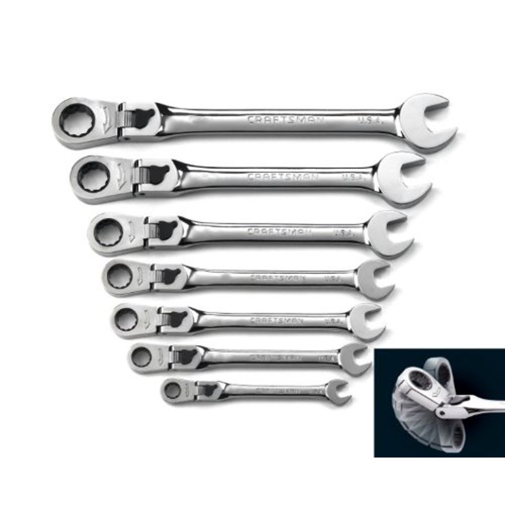 Craftsman 7 Piece Metric Locking Flex Ratcheting Combination Wrench Set
