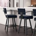 thumbnail image 3 of Amisco Akers 30.25" Polyester Swivel Bar Stool in Dark Blue/Black, 3 of 3