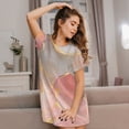 thumbnail image 3 of Fotbe Abstract Marble Texture Bata de Dormir para Mujer con Estampado, Camisón de Algodón de Manga Corta, Ropa de Dormir Casual, 3 of 6