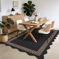 thumbnail image 3 of HIWEAVER Black/Brown 9' x 12' Scalloped-edge Easy Jute Area Rug for Living Room Modern Bordered Indoor Outdoor Neutral Carpet for Patios Non Slip Washable Throw Mat for Home Decor, 3 of 7