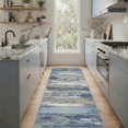 thumbnail image 3 of GENIMO 8'x10' Rug for Living Room, Large Machine Washable Non Slip Low Pile Area Rug for Bedroom Dining Room, Artistic Abstract, Dusty Blue, 3 of 7