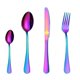 thumbnail image 1 of Juego de cubiertos de acero inoxidable arcoíris, juego de vajilla de cubiertos coloridos, cubiertos con cuchara, cuchillo y tenedor, fácil de limpiar, apto para lavavajillas, espejo Fi, 1 of 5