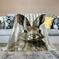 thumbnail image 2 of COMIO Rabbit Newspaper Collage Grey Gold Blanket Gifts Flannel Blanket (Universal 1) White, 2 of 6