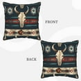 thumbnail image 7 of DouZhe Velvet Decorative Throw Pillow Covers Set of 2, Soft Square Cushion Cover with Invisible Zipper Vintage Ethnic Boho Bull Skulls Printing, 16"x16", 7 of 7