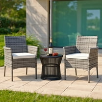 YYAo Outdoor Dining Chairs, Patio Kitchen Dining Room Chairs,2 Pieces Outdoor PE Rattan Armchairs with Cozy Seat Cushions-White