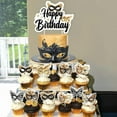thumbnail image 4 of 25 Pcs Black Gold Masquerade Birthday Cake Decorations - Masquerade Happy Birthday Cake Topper, Masquerade Cupcake Toppers for Women, Masquerade Mardi Gras Party Supplies, 4 of 6