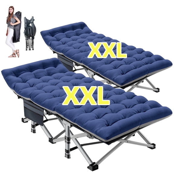 MOPHOTO 2 Pack 78"x32" XXL Oversized Camping Cots for Adult, Portable Sleeping Folding bed with Mattresses with Carry Bag for Home,Office Nap