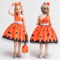 thumbnail image 2 of Odeerbi Girls Dress Baby Girls Clothes Children Gauze Skirt Festival Masquerade Dress Headband Bag Set Orange, 2 of 9