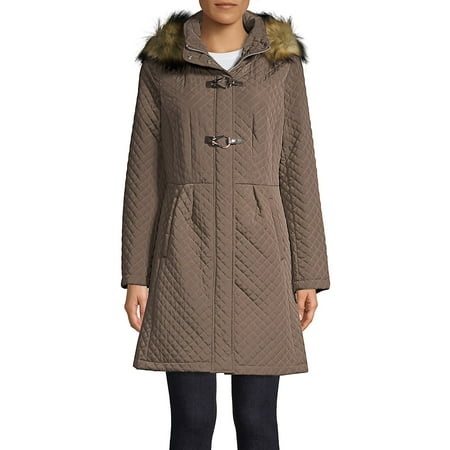 Marc New York Quilted Jacket - Quilted Faux Fur Hooded Jacket