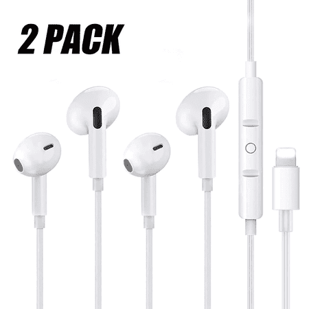 2 Packs Wired Headphones for Iphone with Lightning Connector & Mic to Control Music, Volume, High Sound Quality Earphones Earbuds Compatible with 14/13/12/11/XR/XS/X/8/7/SE/Pro/Pro Max