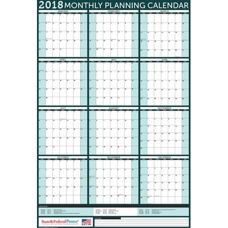 2018 wall calendar yearly planner laminated erasable vertical