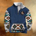 thumbnail image 1 of Sudadera sin capucha para hombre, informal, a la moda, con cuello alto, estampado, cremallera, jersey de manga larga, blusa de poliéster para hombre, 1 of 4