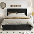 thumbnail image 4 of Einfach Full Size Lift up Platform Storage Bed Frame with Velvet Upholstered Wingback Panel Headboard, Black, 4 of 10
