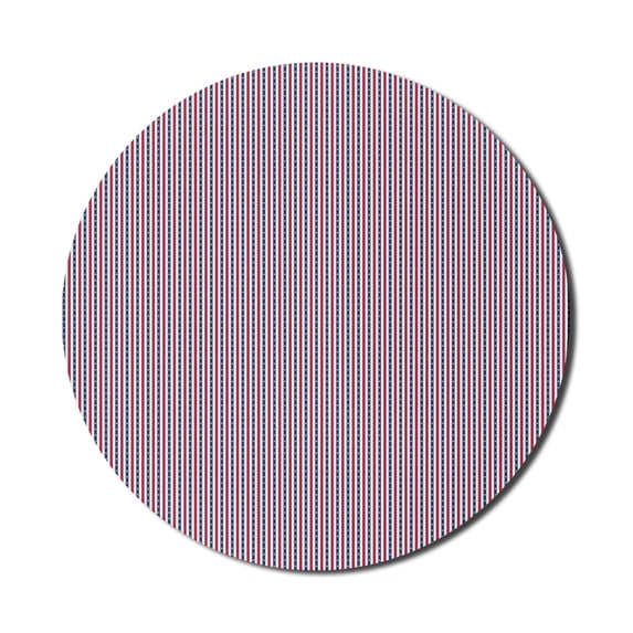 4th of July Mouse Pad for Computers, Repetitive Vertical Stripes Designed as American National Flag, Round Non-Slip Thick Rubber Modern Mousepad, 8" Round, White Night Blue and Ruby, by Ambesonne