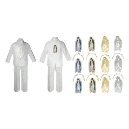 

New Born Baby Boy Christening Baptism White Suit Maria Guadalupe On Back Sm-7
