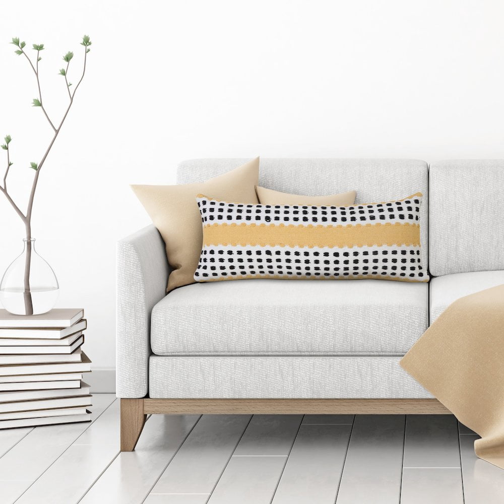 LR Home Metropolitan Woven Dash Grid Striped Lumbar Throw Pillow