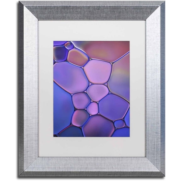 Trademark Fine Art 'Purple Stained Glass' Canvas Art by Cora Niele, White Matte, Silver Frame
