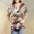 thumbnail image 4 of ADSSDQ Easter Scrub Tops Women Stretchy Vneck Short Sleeve Funny Cartoon Bunny Print Nurse Working Uniforms with 2 Pockets Light Gray L, 4 of 6