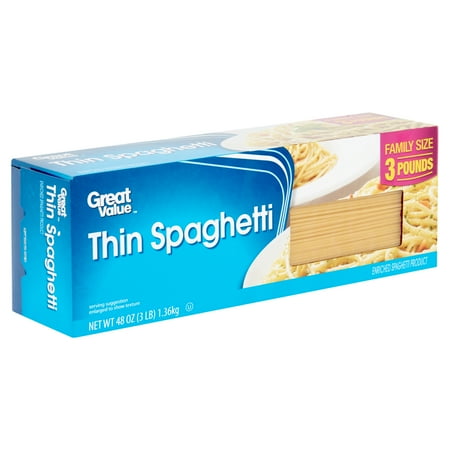 Semolina Spaghetti - (2 pack) Great Value Thin Spaghetti Pasta Family Size, 48 oz