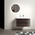thumbnail image 2 of 36" Walnut and White Melamine Bathroom Vanity for Modern Bathroom, Elevates Design with Storage and Handle-Free Drawers, 2 of 6