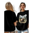 thumbnail image 7 of Women's T-Shirt Forest Animal Nature Bear Short Sleeve Casual Tee Classic Crew Neck T Shirt for Women Black, 4XL, 7 of 7