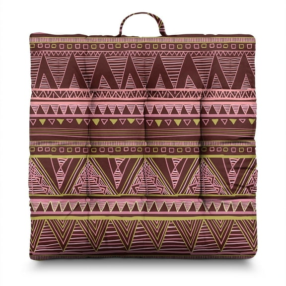 Bohemian Ethnic Rustic 24" Oversized Zabuton Floor Cushion - Colorful Hippie Exotic Meditation Seat with 9-Point Stitching, Earthy Tribal Style for Home Decor & Relaxation