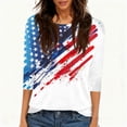 thumbnail image 4 of 250th Anniversary USA Womens Shirts 3/4 Sleeve T Shirts Loose American Flag Print Tops 4th of July Celebration Party Pullover Independence Day Patriotic Crew Neck Blouses White S, 4 of 5
