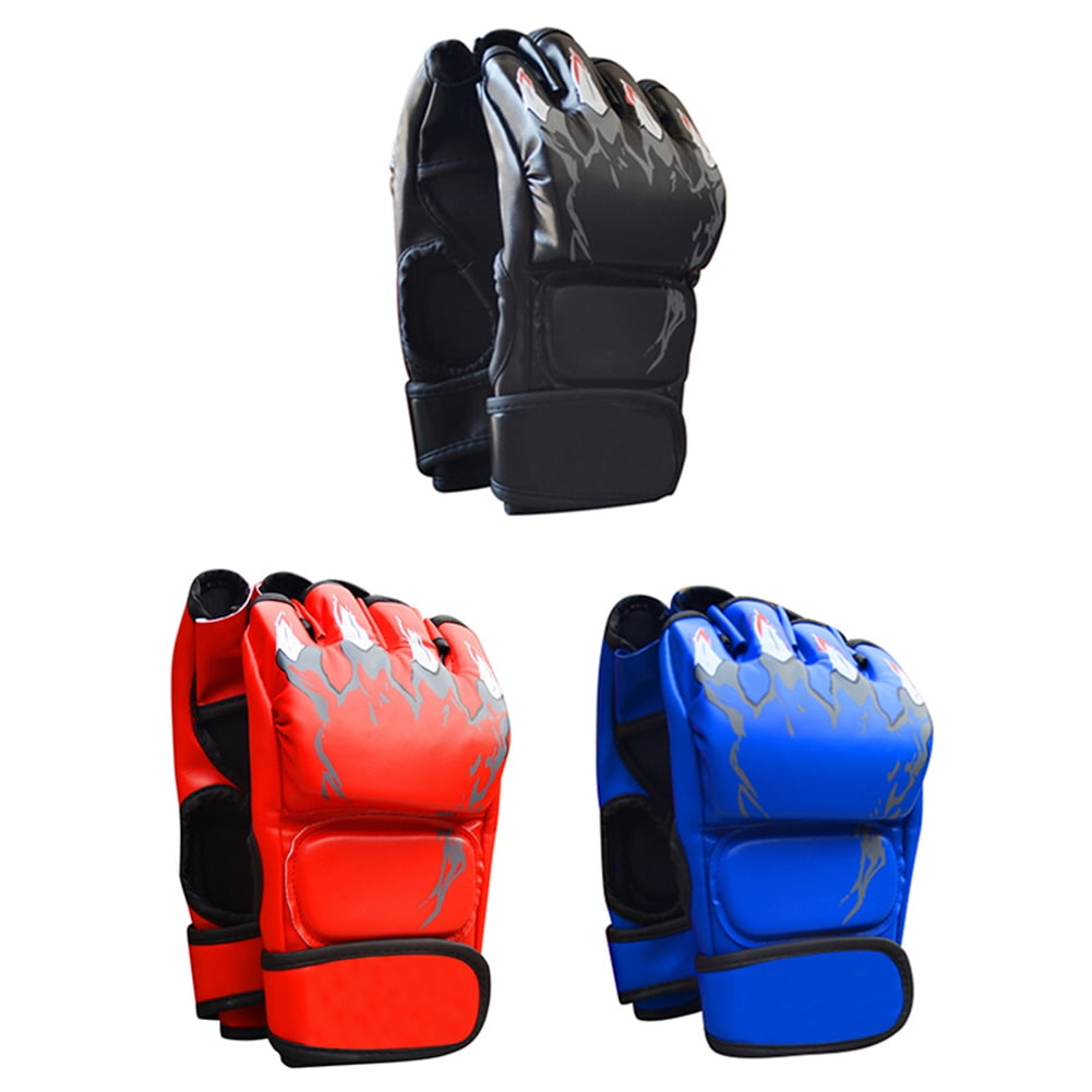 MMA Leather UFC Grappling Gloves Fight Boxing Punch Bag Training Half Finger 