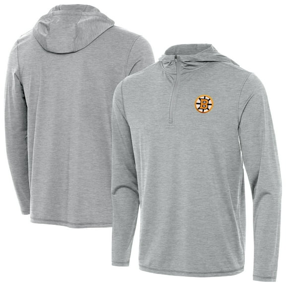 Men's Antigua Heather Gray Boston Bruins Tidy Quarter-Zip Hoodie
