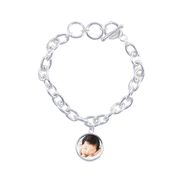 Sterling Silver Plated Round Photo Bracelet