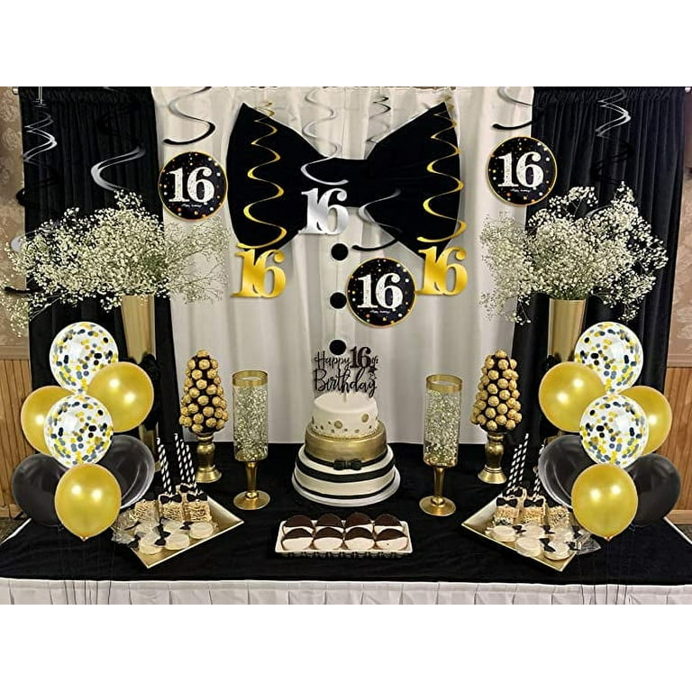 black, gold Birthday Party Ideas, Photo 12 of 16