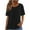 Black, variant on Women's Linen-Blend Loose Tunic Tops Round Neck Short Sleeve T-Shirts with Sleeve Button Detail Perfect for Home Daily Outgoing