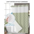 thumbnail image 4 of No Hook Cloth Fabric Shower Curtain with Snap in Liner, Sage Green Waterproof Shower Curtains Set with See Through Top Window, Geometric Flower Leaf Diamond Plaid Retro Bath Curtains Shower 36"x72", 4 of 6
