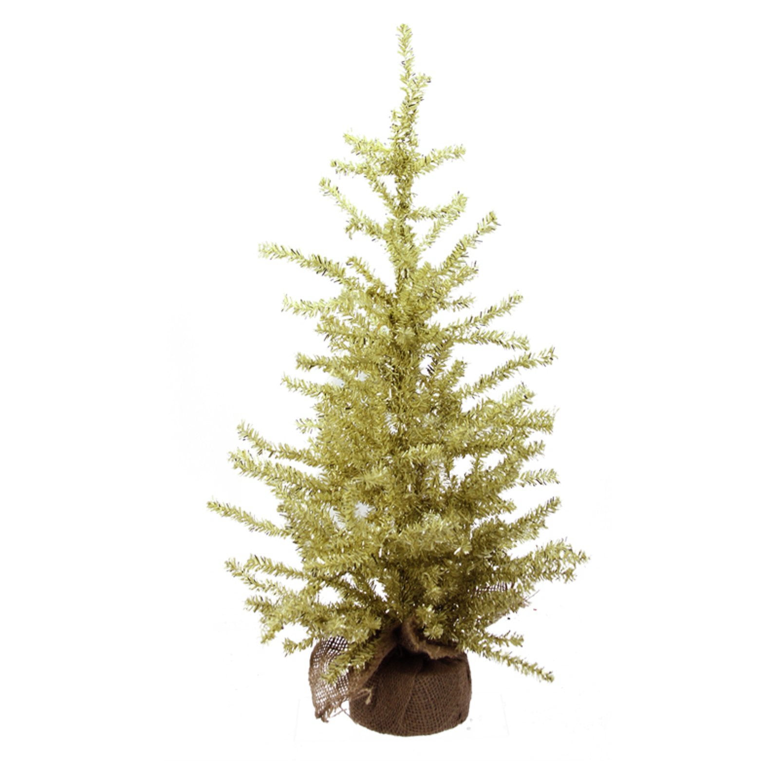 Vickerman 2 ft. Champagne Gold Tinsel Christmas Tree with Burlap Base