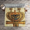 thumbnail image 3 of Ambesonne Egyptian Quilted Coverlet 3 Pcs, Antique Culture Sign, Queen Size, Cream Orange, 3 of 3