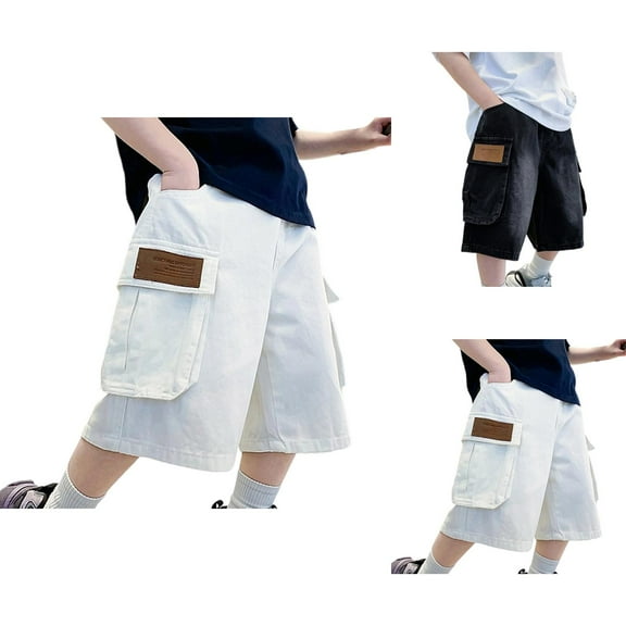 Boys Shorts Boys Pants New Summer Boys' Medium Sized New Distressed Summer Casual Loose Side Pocket Lightweight Five Pocket Casual Shorts For Boys