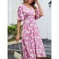 thumbnail image 6 of Women's Printed V Neck Flutter Sleeve Dress viscose 100% fabric for a comfortable everyday look and easy care wash, 6 of 10