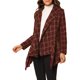 thumbnail image 5 of Abrigo delgado con cuello de solapa asimétrico de cuadros para mujer Inspire Chic XL en rojo oscuro, 5 of 7