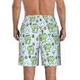 thumbnail image 3 of Kdxio Cute Floral Frog Pattern Mens Casual Shorts - Drawstring Summer Beach Sports Shorts for Men, 3 of 9
