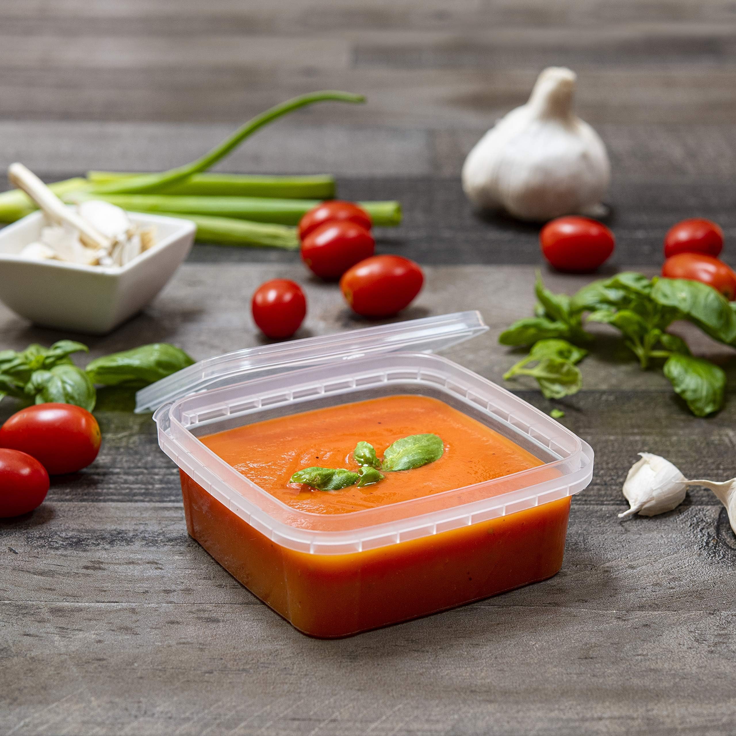 NYHI 40 Pack Square Clear Deli Containers with Lids Disposable BPA Free Square Plastic Food Storage Containers with Lids Airtight for Meal Prep Take Out Kitchen 8 oz