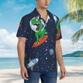 thumbnail image 4 of Haiem Dinosaur Astronaut Space Surfing Printed Hawaiian Shirt for Men - Men’s Casual Beach Summer Shirts - Stretch Fabric with Modern Fit-X-Large, 4 of 7