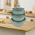 thumbnail image 2 of GROWTH TANK 3 Pieces Enamel Cooking Pots Stew Bean Simmer Pot Kitchen Household Cookware light blue, 2 of 9
